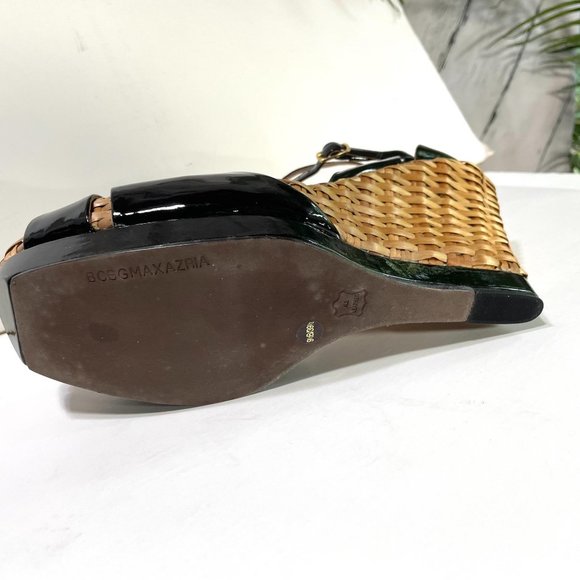 MaxAzria Ma-Dades wedge black patent bamboo sandal - Picture 5 of 11